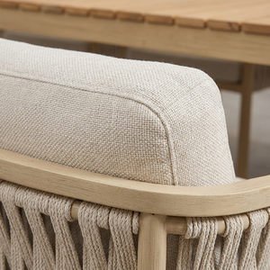 Ensemble <span class=keywords><strong>de</strong></span> meubles <span class=keywords><strong>de</strong></span> <span class=keywords><strong>jardin</strong></span> 7 pièces résistant aux intempéries, comprenant des fauteuils en corde tressée à la main et une table à manger en bois, pour une décoration contemporaine <span class=keywords><strong>de</strong></span> terrasse. - Product Image 3
