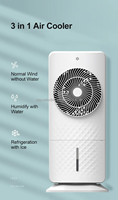 Kipas Angin/Humidifier Portabel Laris Manis dengan Kotak Es, Timer 12 Jam, Kontrol Digital, Pendingin Udara