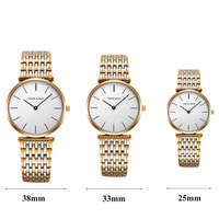 SINOBI luxe en acier inoxydable matériel 5ATM montres à Quartz hommes Montre Benyar Ultra mince PVD plaqué or Couple personnalisation