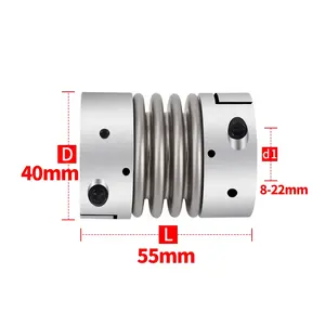 Körüklü kaplin D40 L55 6/8/9/10/12/14/16/18/20mm CNC alüminyum alaşım step Motor için 3D yazıcı CNC oyma makinesi