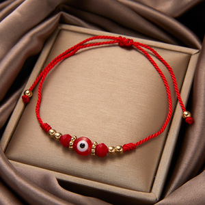 Braccialetto Occhio del Diavolo, Semplice e Delicato, in Cristallo Blu, Intrecciato a Mano, Regolabile - Product Image 2