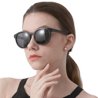 Lunettes de soleil à monture ronde unisexe, Gafas respectueux de l'environnement, en plastique d'océan recyclé, RPET gris bleu, verres polarisés, 2023