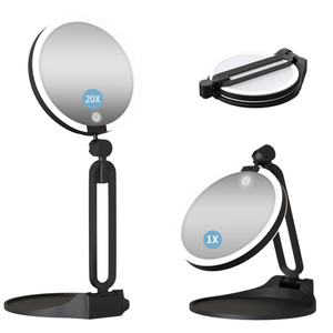 Foldable Desktop <b>Mirror</b> Custom Logo Portable <b>LED</b> Lighted Smart <b>Makeup</b> Double Sides Rechargeable 360 Angle Adjustable - Product Image 5