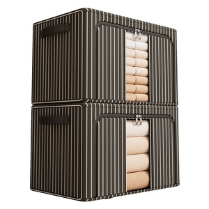 Chất Lượng Cao Sọc Công Suất Lớn Chịu Tải Tủ Quần Áo Hộp Lưu Trữ Với Cửa Sổ Dây Kéo Cho Nam Giới Trang Chủ Quần Áo Bộ Đồ Giường Tổ Chức - Product Image 3