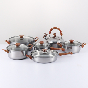 Ensemble de cuisine en acier inoxydable <span class=keywords><strong>moins</strong></span> cher d'usine, comprenant une poêle à frire, une marmite à soupe, une batterie de cuisine, une bouilloire sifflante, 12 pièces, compatible lave-vaisselle - Product Image 2