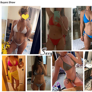 Traje de Baño Bikini de Dos Piezas para Mujer, con Logotipo Personalizado de Fábrica, Anti-UV, Resistente a las Arrugas, <span class=keywords><strong>Sujetador</strong></span> Triangular, Tanga Mini - Product Image 5