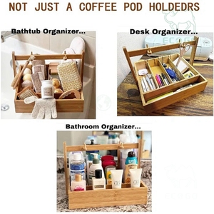 ที่ใส่ถ้วยกาแฟทำจากไม้ไผ่พร้อมที่วางแก้ว4อันพร้อมที่ใส่และที่กวนสำหรับจัดเก็บพ็อดส์ K-CUPS ที่มั่นคง - Product Image 4