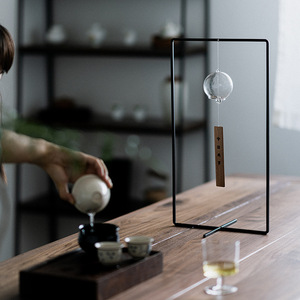 Campana de viento de estilo japonés, decoración colgante rectangular de madera maciza y vidrio para dormitorio, accesorios para ceremonia del té - Product Image 2