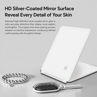 Miroir de Maquillage LED Portable Pliant Rechargeable, Lumière Unilatérale 3 Couleurs, Intensité Réglable par Contrôle Tactile, Luminosité Ajustable, pour Coiffeuse