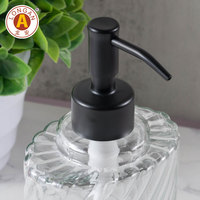 Distributeur de savon en verre transparent en spirale de 500 ml (17 oz) avec pompe noire mate pour la décoration de salle de bain d'hôtel, vente en gros