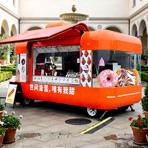 Custom Orange Fast Food Truck Mobile Food Trailer Mobile Kitchen Restaurant Food Truck With Kitchen Equipment - Product Image 1