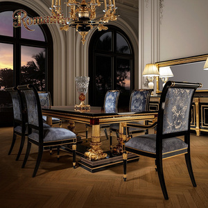 Mesa de Comedor Francesa de Lujo Personalizada con 6 Sillas, Juego de Muebles de Comedor Europeos Clásicos de Alta Gama con Acabado Brillante - Product Image 2
