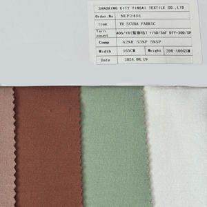 वसंत शरद ऋतु के लिए टी स्ट्रेची स्कूबा कपड़े के लिए मध्यम वजन कॉम्पैक्ट सिरो पॉलिएस्टर रायन स्पैन्डेक्स स्कूबा बुनाई कपड़े के लिए - Product Image 5