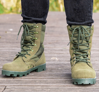 Bottes tactiques de sport outdoor TSB910 en cuir de vachette respirant et daim vert sauge, semelle extérieure Panama Jungle CN/GUA