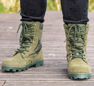 Botas Tácticas para Deportes al Aire Libre TSB910, Botas de Selva de Moda Transpirables de Cuero Vacuno y Gamuza Verde Salvia con Suela Panamá - Product Image 2