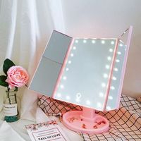Miroir de maquillage éclairé 3 plis, grossissement 1X/2X/3X, miroir de table lumineux 22 LED avec écran tactile