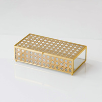 Nouveau produit ligne de verre de rotin plateau de bijoux de stockage de beauté boîte de rangement de décor à la maison