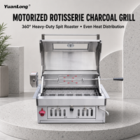 Barbecue à charbon de bois en acier inoxydable avec fumoir, chariot portable d'extérieur, hauteur réglable, design moderne