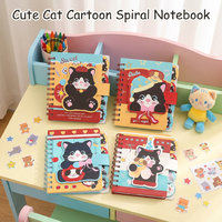 Carnet de notes A7 spirale mini mignon motif chat avec intercalaires et fermeture sécurisée pour la confidentialité – Vente en gros de papeterie