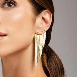 Pendientes de Acero Inoxidable con Baño de Oro de 18k, Joyería Moderna, Pendientes Geométricos Tipo Araña para Mujer - Product Image 1