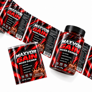 OEM ODM Custom Design Heat Shrink Sleeve <b>Label</b>, Full Color Printing Shrink Film for Mass Gainer Supplement Protein Powder <b>Jar</b> - Product Image 2