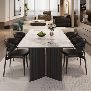 Modern Minimalist Dining <b>Table</b> Set 6 Piece Rectangular Marble Top <b>Space</b> <b>Saving</b> Design For Home Use - Product Image 1