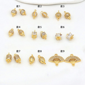 ทองแดงชุบเซอร์คอนเคลือบทองคำแท้ 18k เพื่อการคงสี, จี้คู่ลายฉลุ, สร้อยข้อมือทำมือ DIY - Product Image 1