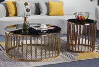 Ensemble de tables basses modernes en métal pour salon, hôtel, bureau à domicile, style luxe, fabriqué à Foshan