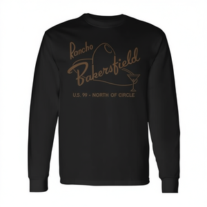 T-shirt à manches longues Rancho Bakersfield, design vintage rétro motel californien, col rond unisexe, promotionnel pour adultes - Product Image 2