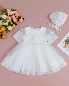 <span class=keywords><strong>Elegante</strong></span> Abito da Battesimo in Cotone Ricamato per Neonata, Vestito Estivo per Cerimonia, Abito Formale per Compleanno - Product Image 4