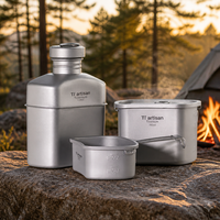 Ensemble de cuisine de camping Zentopia en titane, 3 pièces, casseroles ultralégères empilables avec échelle de graduation pour la randonnée et le camping en gros