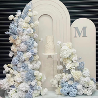 Arreglo Floral Artificial Azul y Blanco para Decoración de Mesa de Boda, Cumpleaños, Pastel, Fondo de Arco