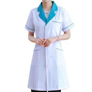 เสื้อโค้ทสีขาวแขนสั้นสำหรับร้านเสริมสวยชุดเครื่องแบบพนักงานขาย<span class=keywords><strong>พยาบาล</strong></span>แพทย์แพทย์หญิงร้านขายยา - Product Image 1