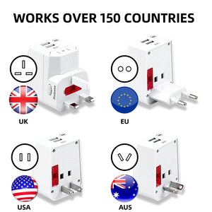 อะแดปเตอร์แปลงไฟแบบพกพา Wonplug Universal USB พร้อมฟิวส์คู่ ไฟแสดงสถานะ 2 ดวง แบบถอดได้ 2 <span class=keywords><strong>in</strong></span> 1 ที่ชาร์จโทรศัพท์มือถือแบบพกพา - Product Image 4