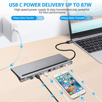 Hub USB de haute qualité 11 en 1, hub USB-C, HD4K, VGA, charge PD, hub multi-ports USB-C et station d'accueil USB pour ordinateur portable