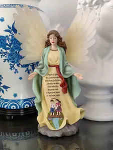 Adorabile angelo religioso in resina di nuovo Design con statue di ali per regali di decorazione domestica