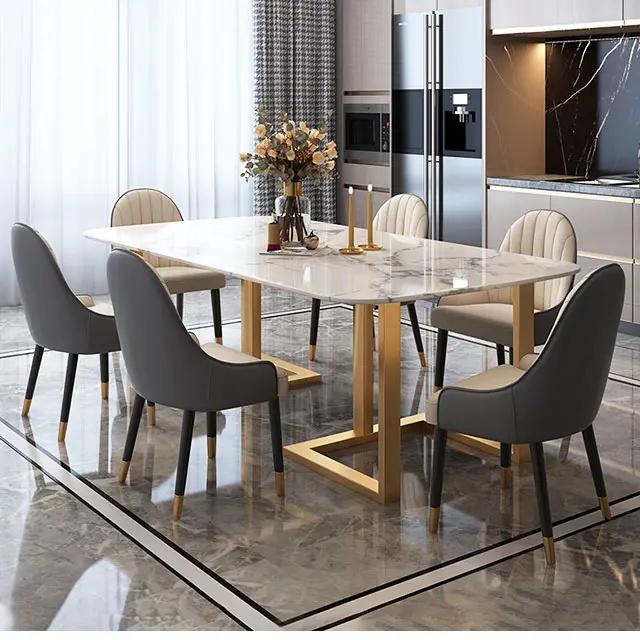 गर्म बिक्री उत्पाद आधुनिक 4 सीटों खाने की मेज सेट लक्जरी पोस्ट-आधुनिक minimalist रेस्तरां होम risotto टेबल