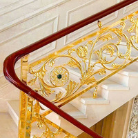 [Direct Usine] Main courante de luxe en alliage d'aluminium pour villas, garde-corps d'escalier personnalisé gaufré, installation au sol