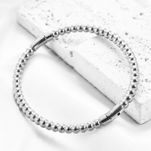 Fashion Beaded <b>Bracelet</b> 5Mm Round <b>Ball</b> Stainless Steel Unisex Jewelry Gold Silver Rose Gold - Product Image 4