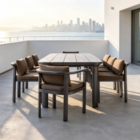 Tables de repas d'extérieur modernes en alliage d'aluminium imperméables - Mobilier léger et durable pour parc, villa, hôtel, ferme