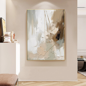 Pintura al Óleo Abstracta Beige Pintada a Mano, Texturizada, Minimalista, Grande, sobre Lienzo, <span class=keywords><strong>para</strong></span> Decoración de Pared de Sala de Estar - Product Image 2