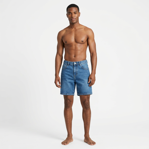 Pantalones Cortos de Mezclilla Personalizados para Hombre, Estilo Vintage Lavado, Cierre de Botones, Cintura Media, Estilo Cargo, Ropa de Verano - Product Image 1