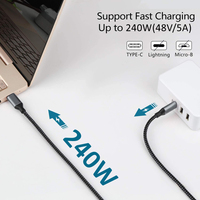 Custom Factory 20Gbps 240W Tipo-C Cable de alta compatibilidad para estación de acoplamiento/MacBook/Teléfono/Laptop