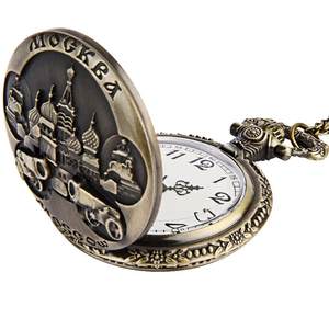 Montre de poche vintage Steampunk Moscow Cannon, collier unisexe, montre à quartz, chaîne, chiffres arabes, boîtier en alliage, cadran de 47 mm, sans date - Product Image 4