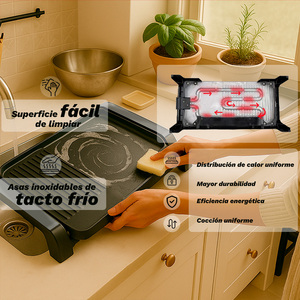 Piastra elettrica Grunkel da 2200W con superficie antiaderente per uso interno ed esterno - Product Image 5