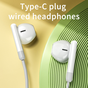 1.2m écouteur intra-auriculaire type-c filaire casque stéréo <span class=keywords><strong>avec</strong></span> microphone contrôle du volume pour IOS Android Smartphones ordinateurs portables PC - Product Image 6