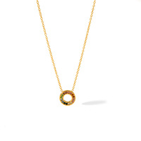 Collier en CZ arc-en-ciel pour femmes |   Acier inoxydable plaqué or avec incrustation de zircon multicolore, design de style Ins