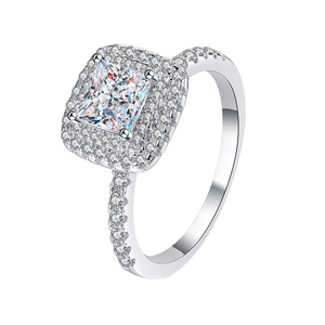 Bague de mariage pour femme en argent 925 faite à la main, diamant moissanite taille princesse, plaqué or 18 carats, style classique, couleur personnalisée, bague GRA - Product Image 2