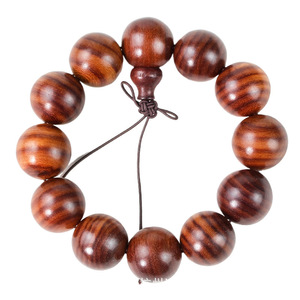 Red Sandalwood <b>Bracelet</b> 20mm 12 Beads High Density Sinking Water Horizontal Grain Religious Ceremonies Jewelry - Product Image 3