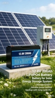 Batterie LiFePO4 200Ah 12,8V, batterie lithium rechargeable, batterie marine à décharge profonde 12V pour yacht, solaire hors réseau